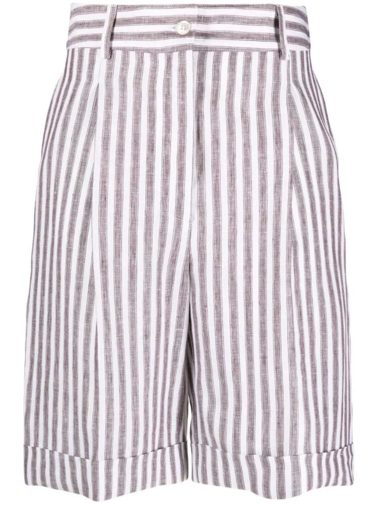 Kiton vertical-stripe knee-length shorts - White Cover