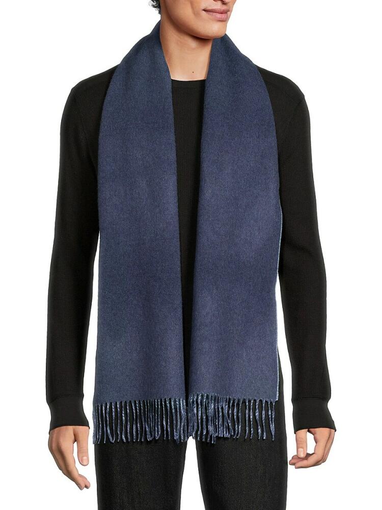 Saks Fifth Avenue Men's Reversible Cashmere Fringe Scarf - Black Grey Cover