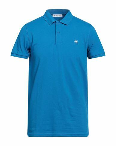 Manuel Ritz Man Polo shirt Azure Cotton, Elastane Cover