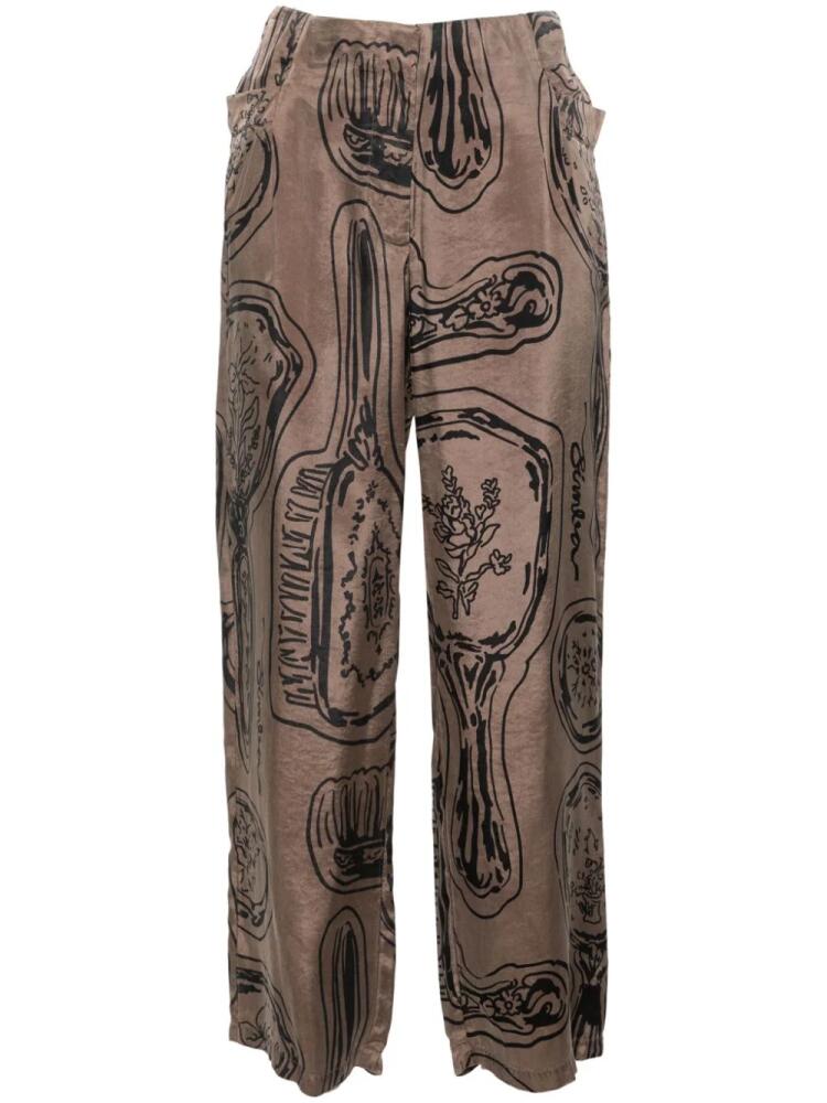 Bimba y Lola graphic-print straight trousers - Brown Cover