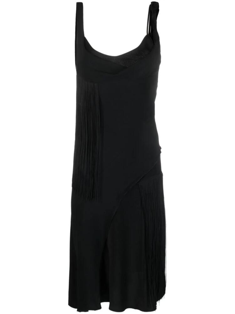 Victoria Beckham asymmetric fringed slip dress - Black Cover