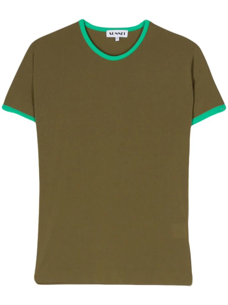 Sunnei contrasting-borders T-shirt - Green Cover