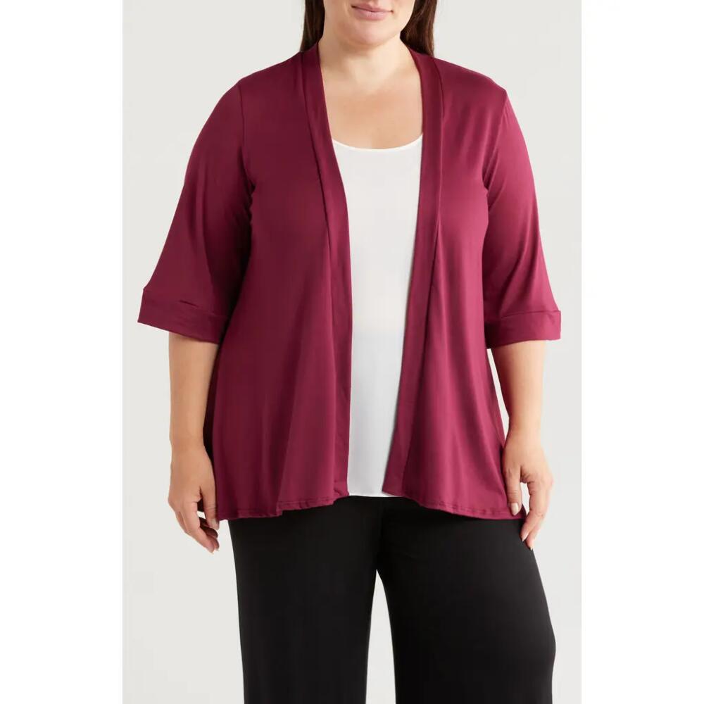 24seven Comfort Apparel Open Front Cardigan in Wine Cover