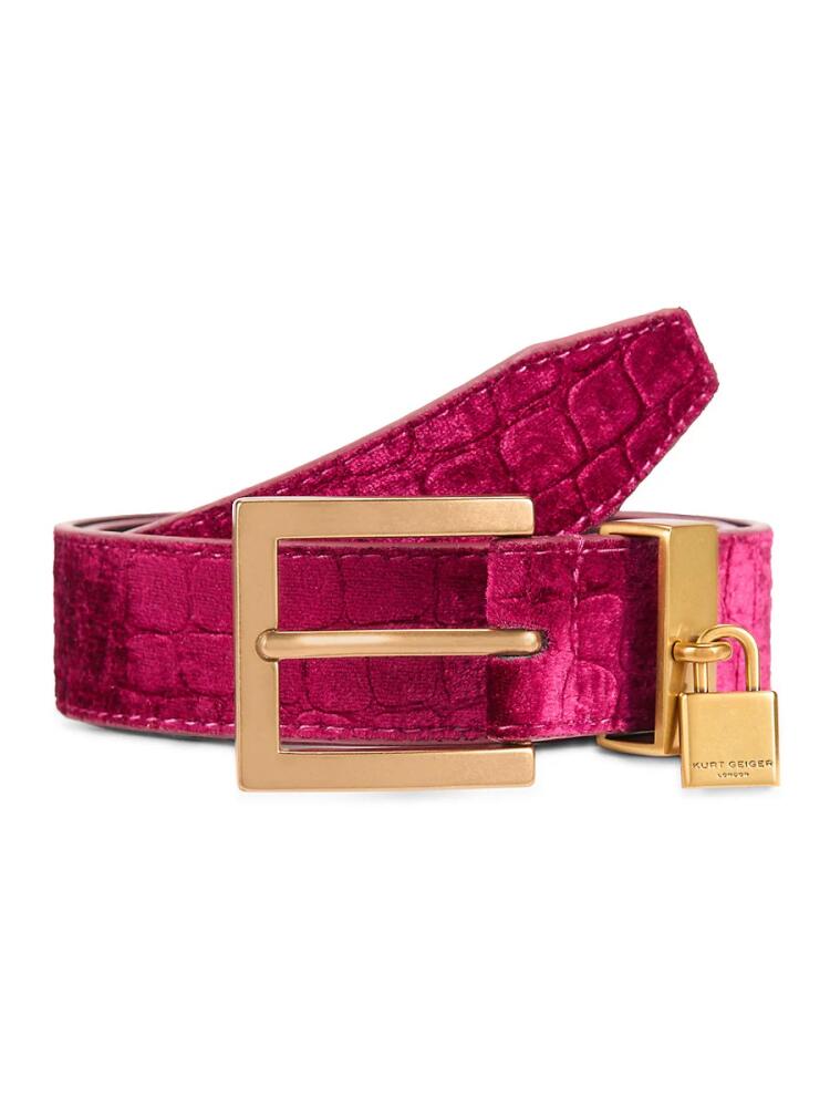 Kurt Geiger London Women's Croc-Effect Velvet Belt - Wine Antique Cover