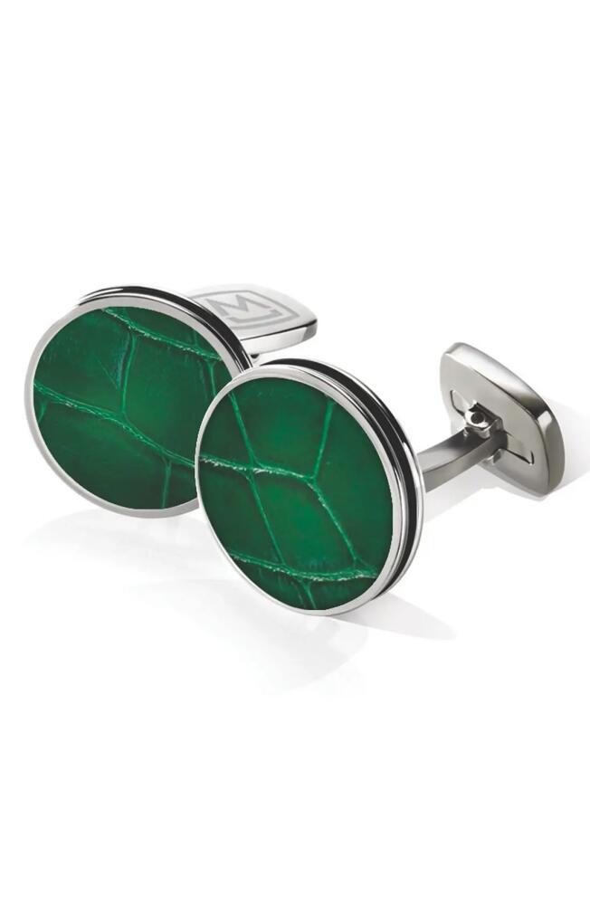 M-Clip® Alligator Cuff Links in Stainless Steel/Dark Green Cover