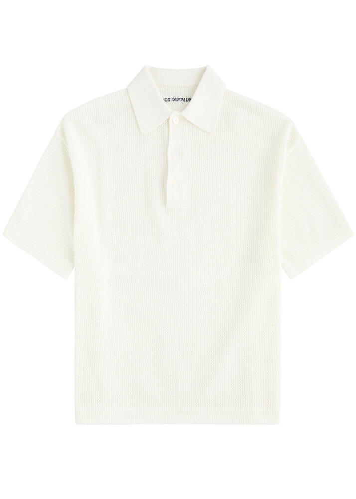 Mki Miyuki Zoku Open-knit Cotton Polo Shirt - Off White Cover