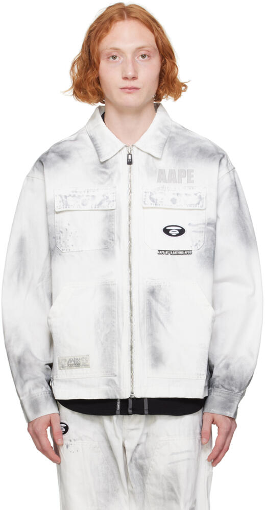 AAPE by A Bathing Ape White Faded Denim Jacket Cover