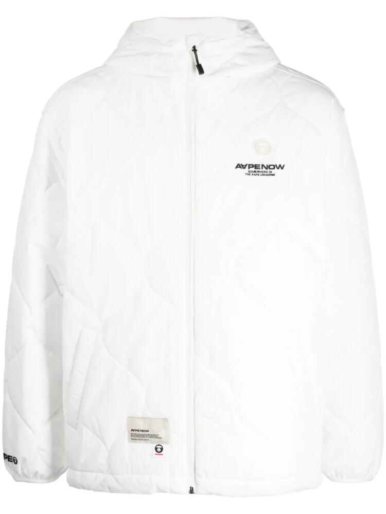 AAPE BY *A BATHING APE® logo-embroidered quilted padded jacket - White Cover