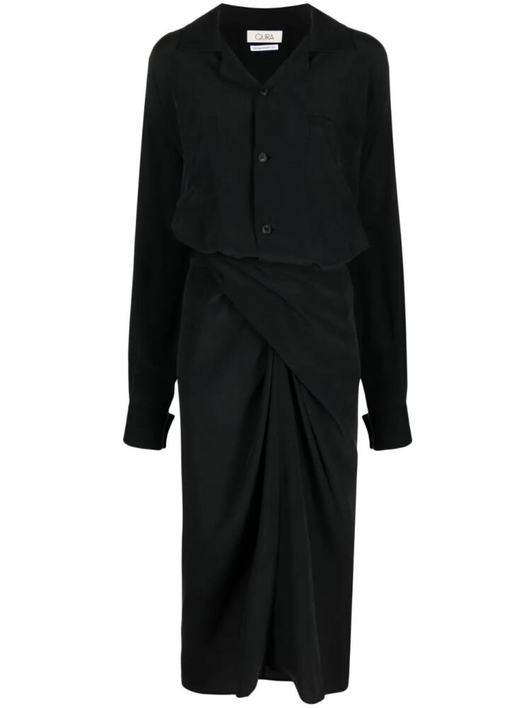 QUIRA long-sleeve button-fastening dress - Black Cover