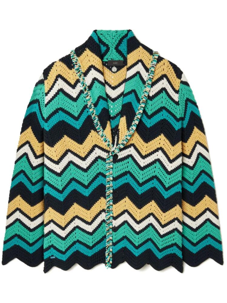 Alanui Kaleidoscopic chevron-print cardigan - Green Cover