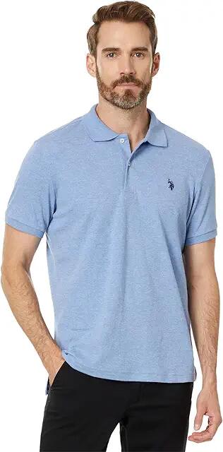 U.S. POLO ASSN. Slim Fit Interlock Polo (Vista Blue Heather) Men's Clothing Cover