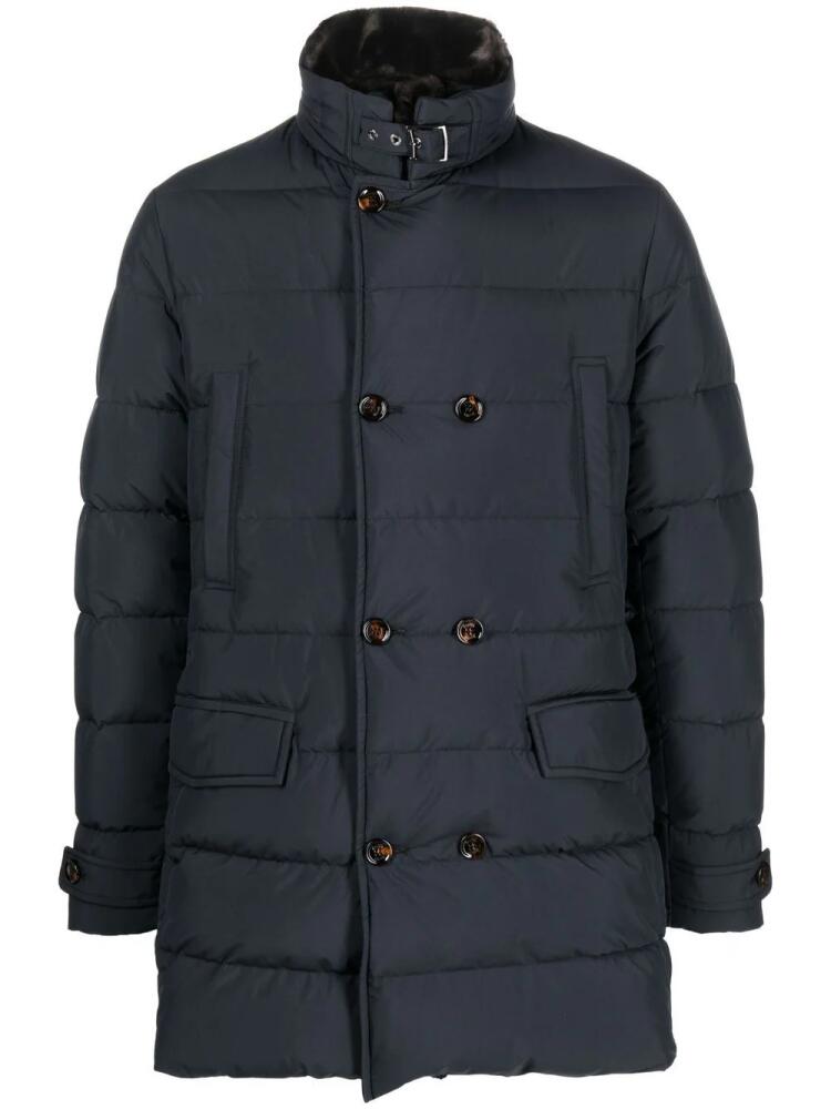 Moorer double-breasted padded coat - Blue Cover