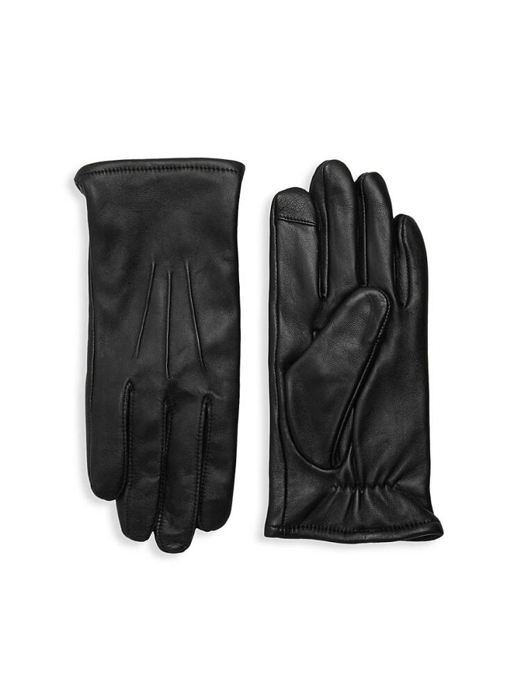 Saks Fifth Avenue Men's Leather Gloves - Black Cover