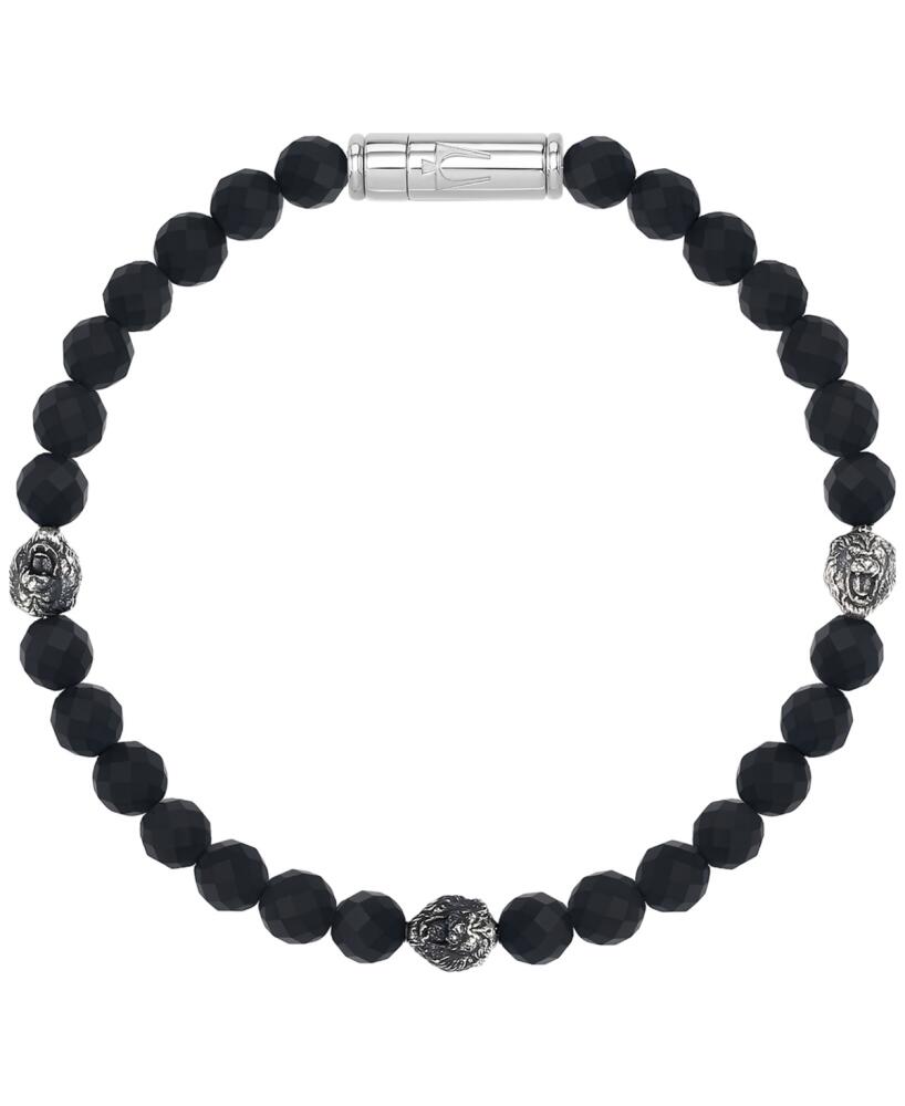 Bulova Men's Onyx & Lion Beaded Bracelet in Sterling Silver-Plate Cover