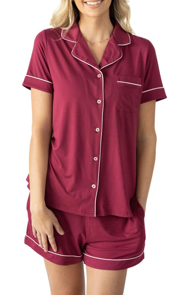 Kindred Bravely Clea Classic Short Sleeve Maternity/Nursing/Postpartum Pajamas in Deep Berry Cover