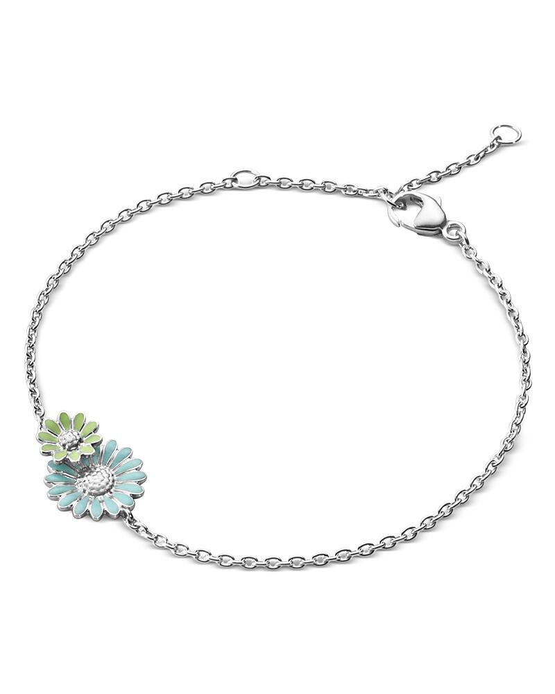 Georg Jensen Sterling Silver Daisy Enamel Flower Bracelet Cover