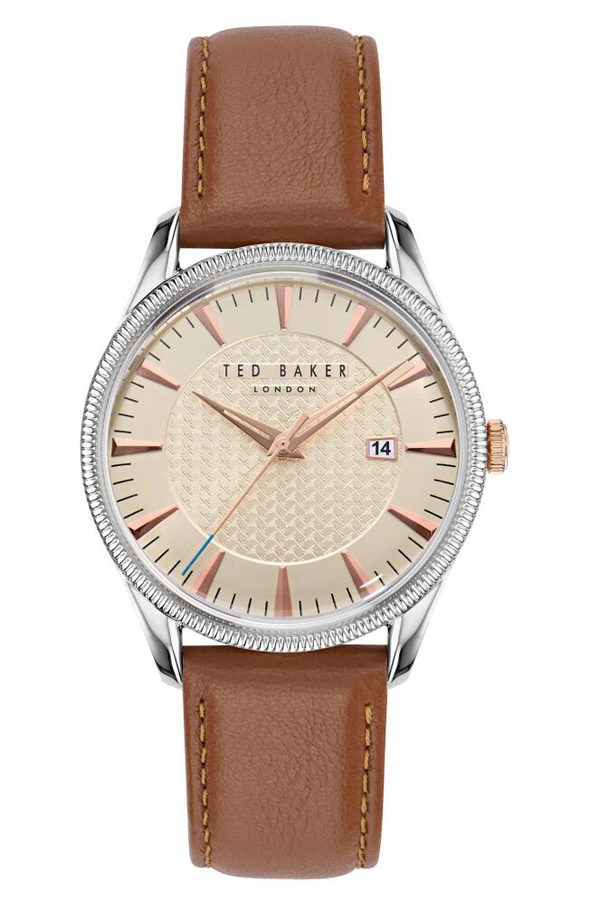 Ted Baker London Leather Strap Watch, 20mm in Brown/Tan Cover