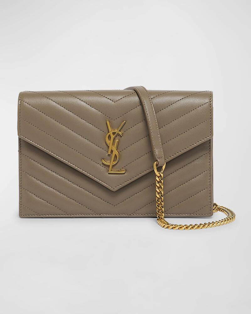 Saint Laurent Small YSL Wallet on Chain in Quilted Leather Cover