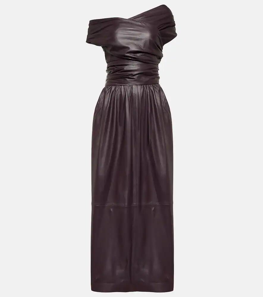 Altuzarra Corfu off-shoulder leather maxi dress Cover