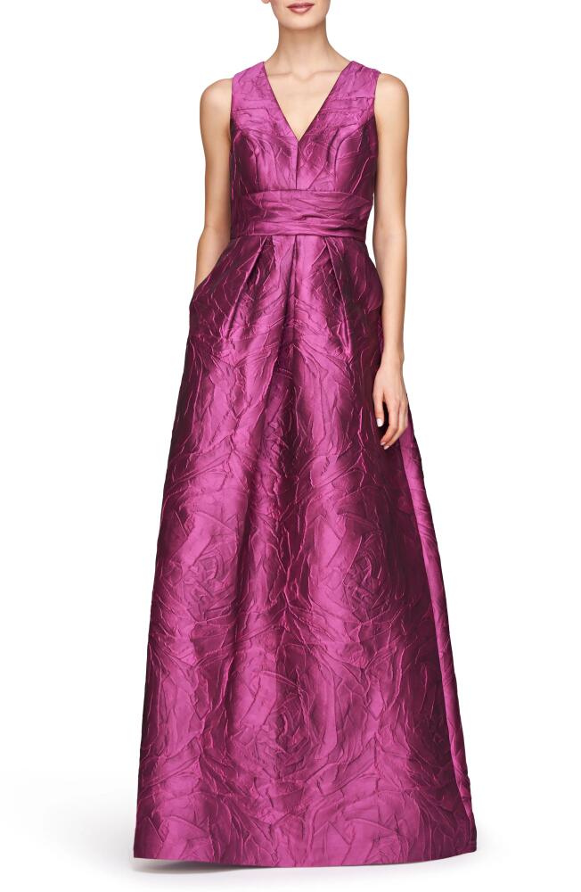 Kay Unger Mariah Crinkle Pleated Gown in Sangria Cover