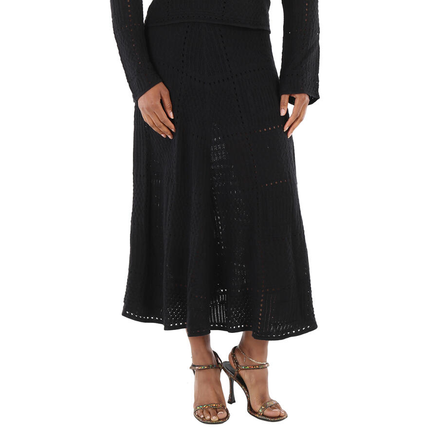 Chloe Ladies Black Full Kniited Midi Skirt Cover