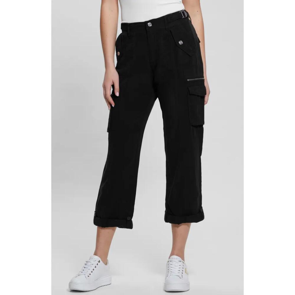 GUESS Nessi Cargo Pants in Jet Black Multi Cover