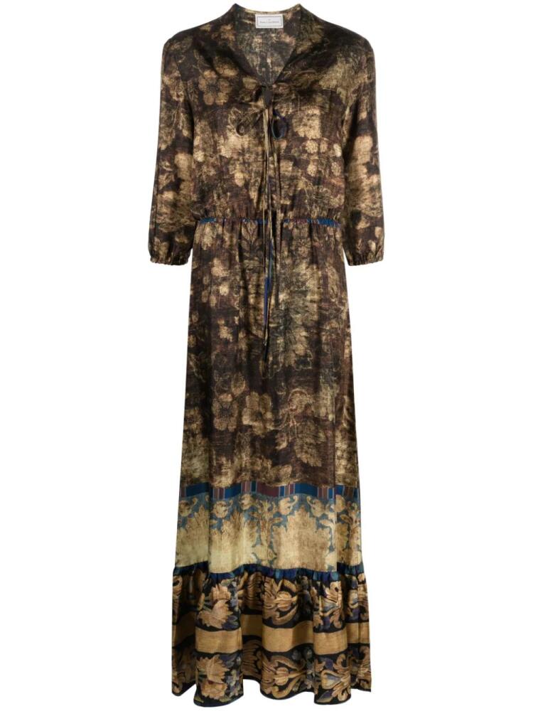 Pierre-Louis Mascia Aloe floral-print maxi dress - Brown Cover