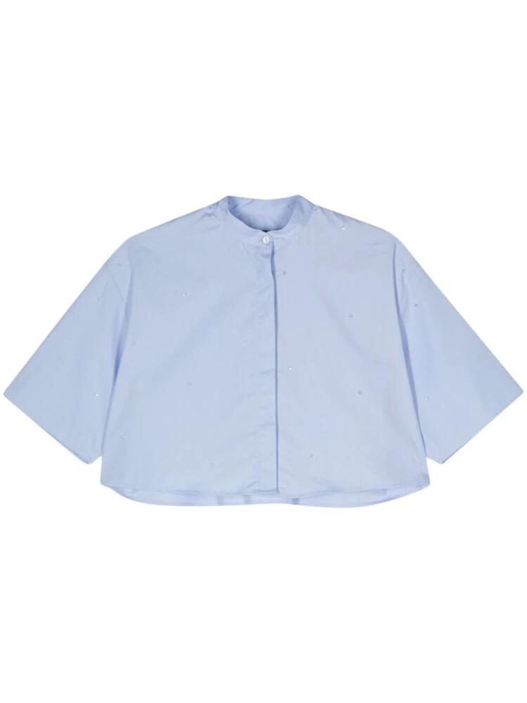 DONDUP logo-plaque cotton shirt - Blue Cover