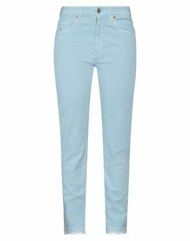 Avantgar Denim By European Culture Woman Pants Sky blue Cotton, Polyester, Rubber Cover