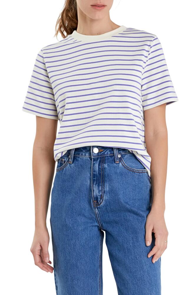 English Factory Striped Cotton Jersey Short Sleeve T-Shirt in Purple Cover