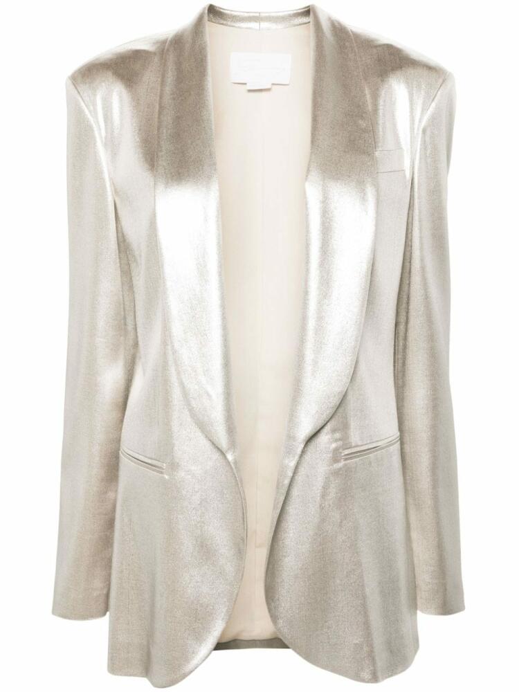 Genny shawl-lapels metallic blazer - Silver Cover