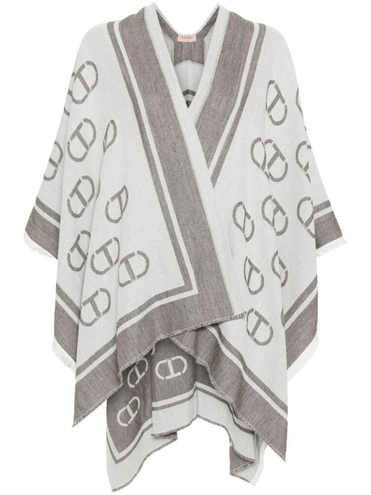 TWINSET logo-print cape - Grey Cover