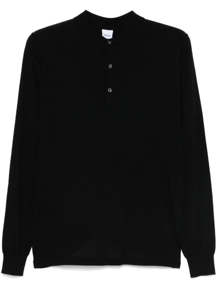 ASPESI wool polo shirt - Black Cover