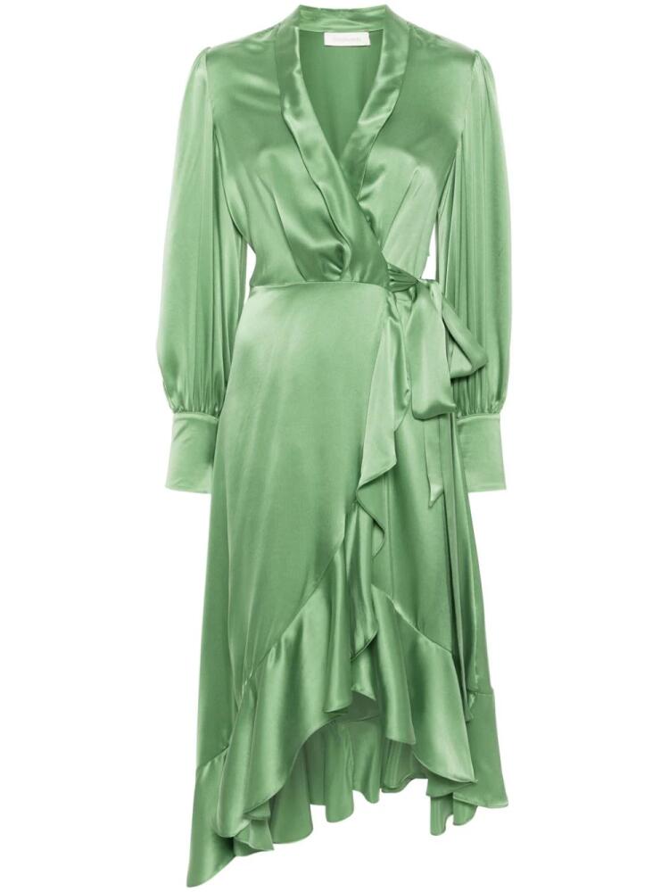 ZIMMERMANN ruffle-detail silk wrap dress - Green Cover