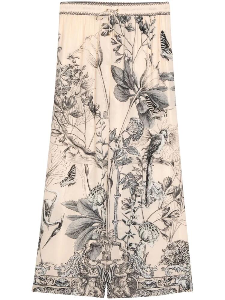 Camilla Etched Into Eternity-print silk trousers - Neutrals Cover