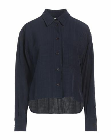 Victoria Beckham Woman Shirt Midnight blue Viscose, Polyester Cover