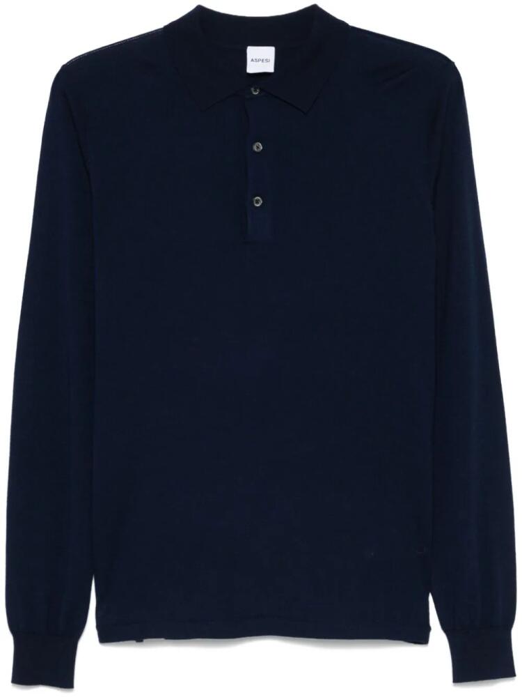 ASPESI wool polo shirt - Blue Cover