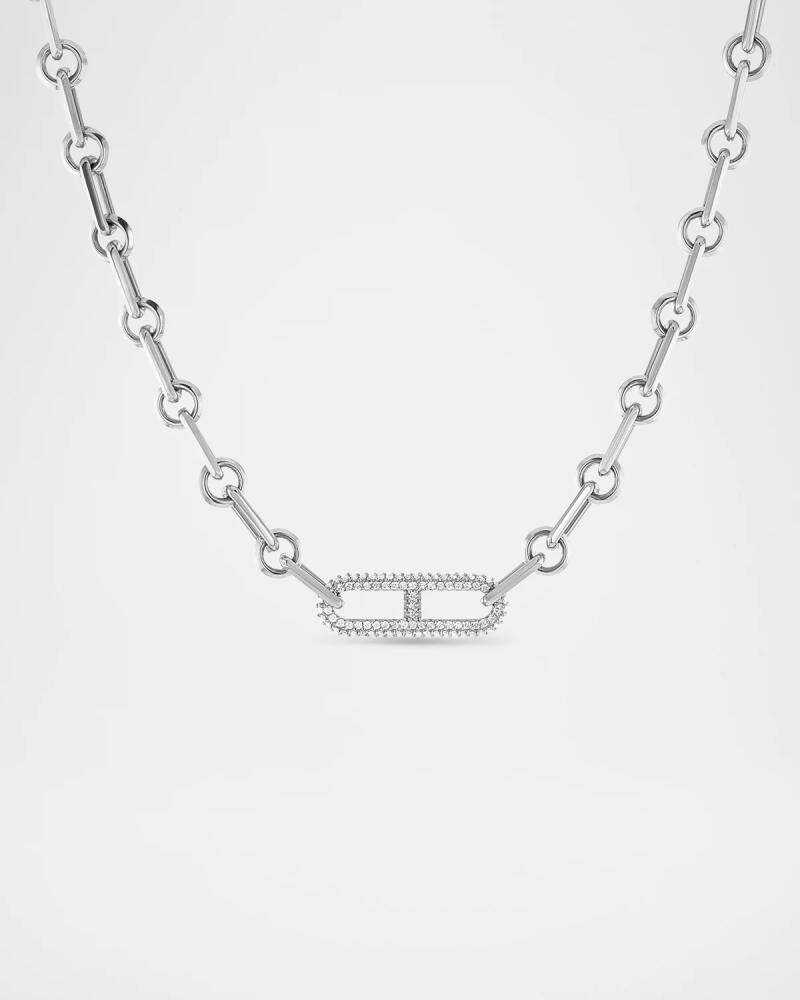 Sheryl Lowe Single Diamond H Paris Link Soho Necklace in Sterling Silver Cover