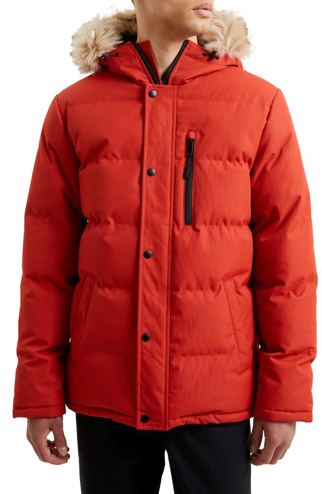 French Connection Row Faux Fur Trim Water Repellent Down & Feather Fill Parka in Burnt Orange Cover