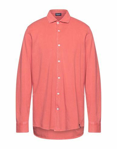 Drumohr Man Shirt Brick red Cotton Cover