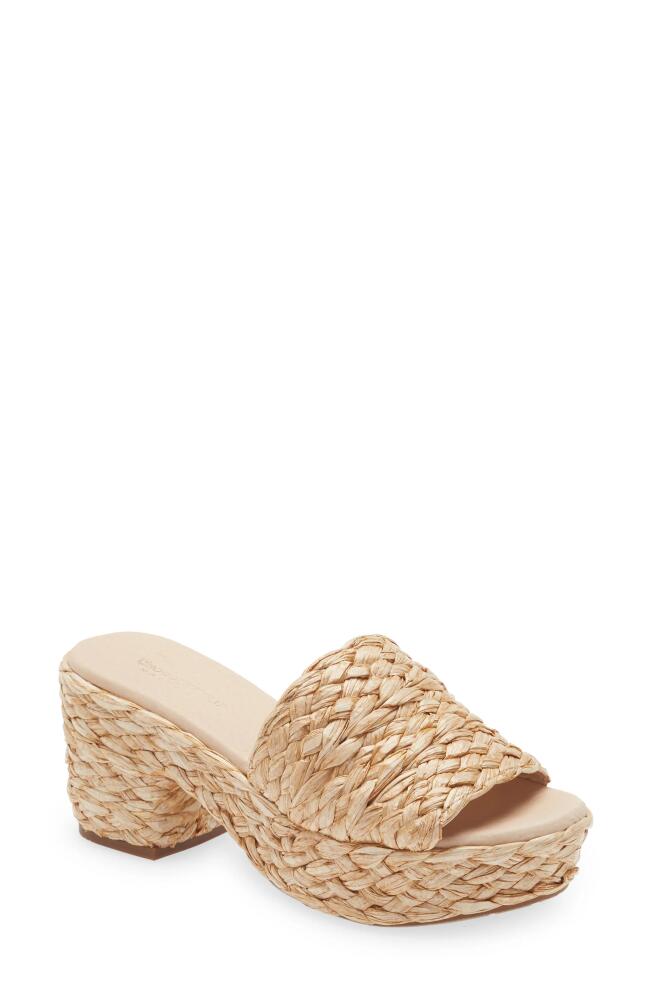 Chocolat Blu Raffia Platform Slide Sandal in Natural Raffia Cover