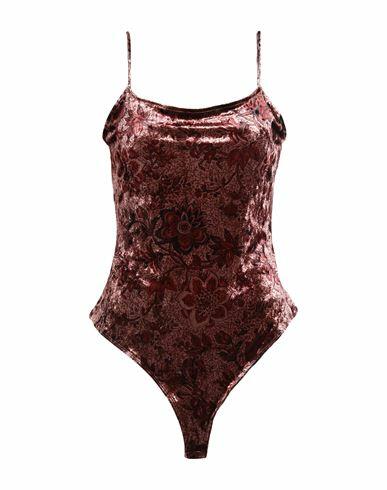 Guess Woman Bodysuit Brick red Polyester, Elastane Cover