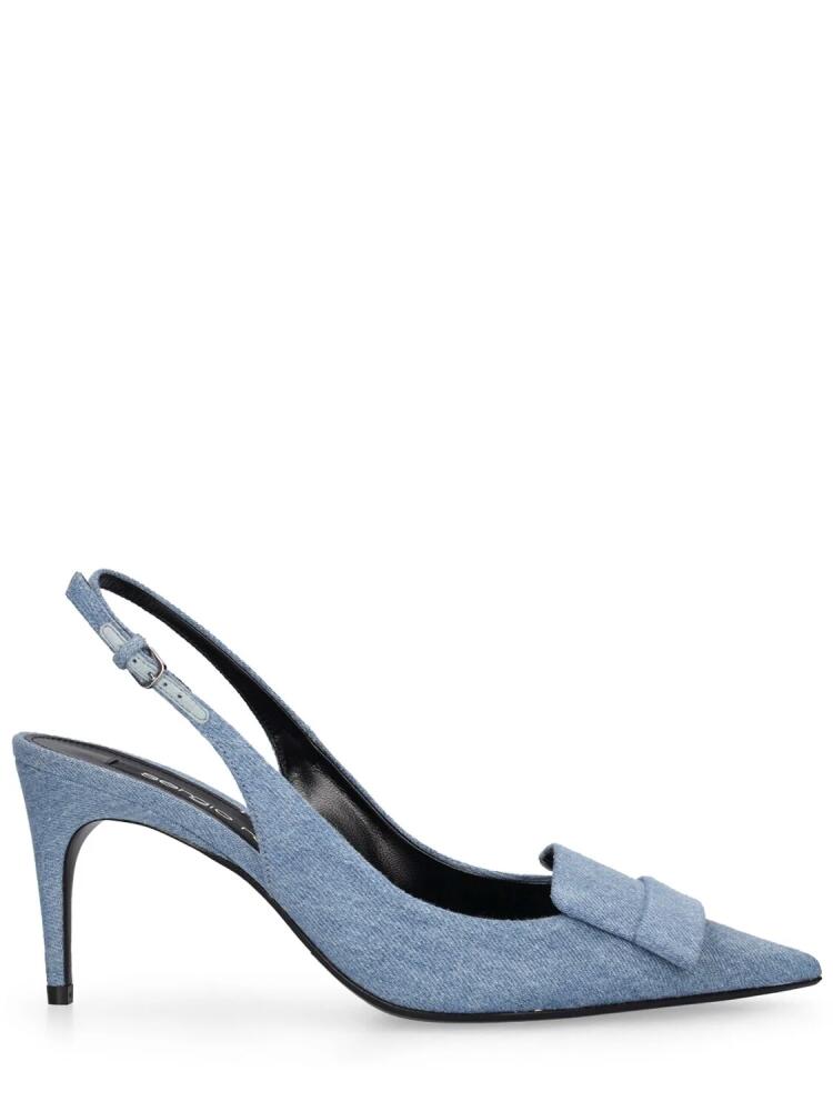 SERGIO ROSSI 75mm Denim Slingback Pumps Cover