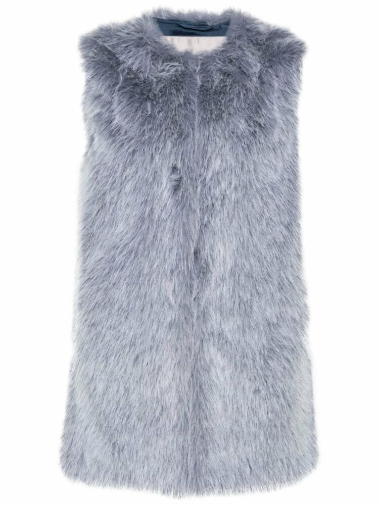 Herno collarless faux-fur gilet - Blue Cover