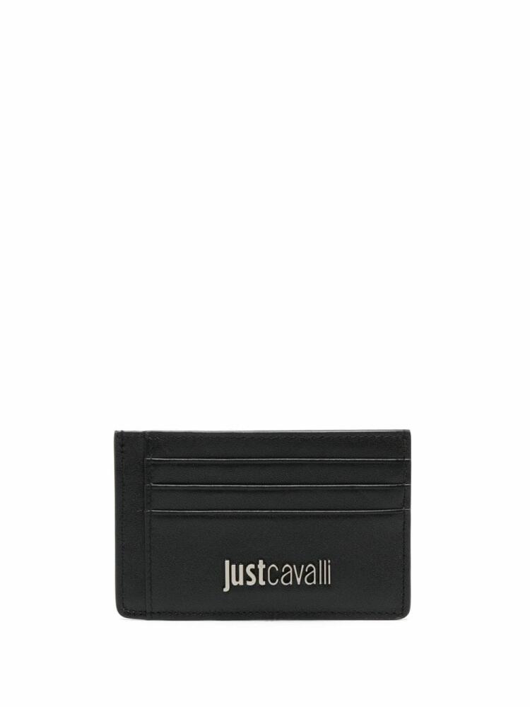 Just Cavalli logo-lettering leather cardholder - Black Cover