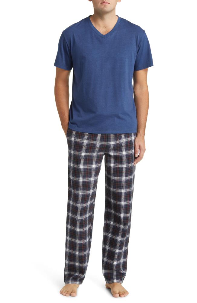 Majestic International V-Neck T-Shirt & Flannel Pajama Pants Set in Forest/Blue Cover