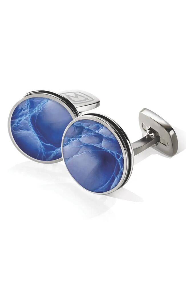 M-Clip® Alligator Cuff Links in Stainless Steel/Dark Blue Cover