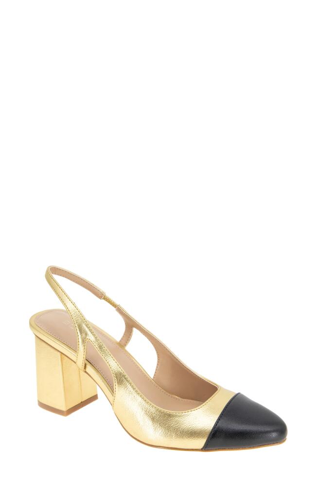 bcbg Darrin Block Heel Slingback Pump in Gold/Black Cover