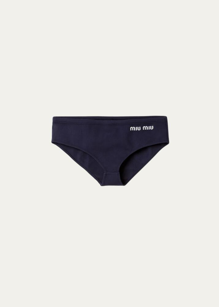 Miu Miu Logo-Embroidered Bikini Bottoms Cover