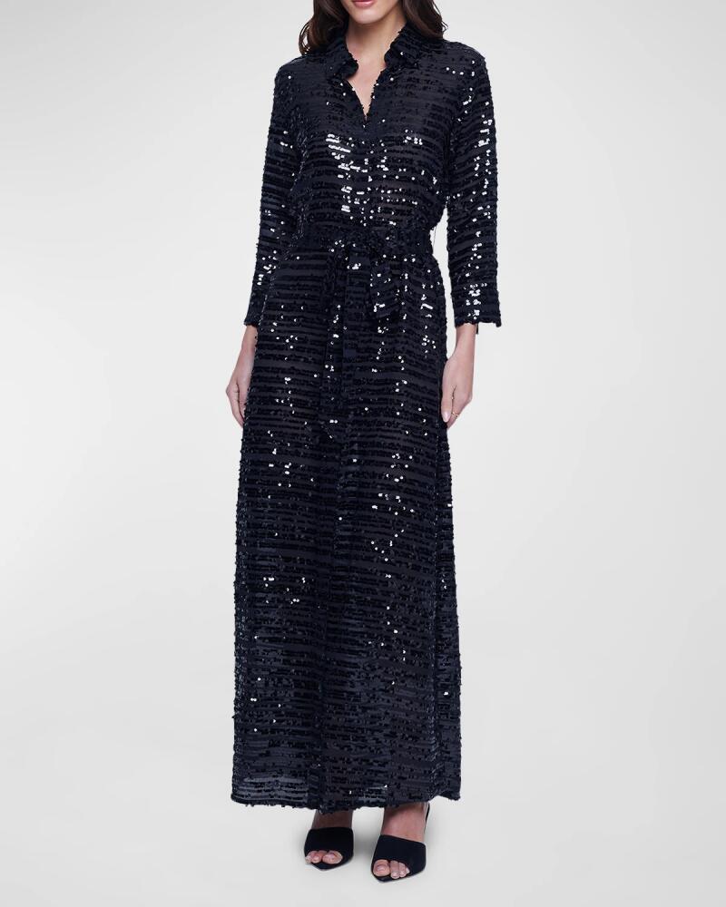 L'Agence Cameron Sequined Maxi Shirtdress Cover